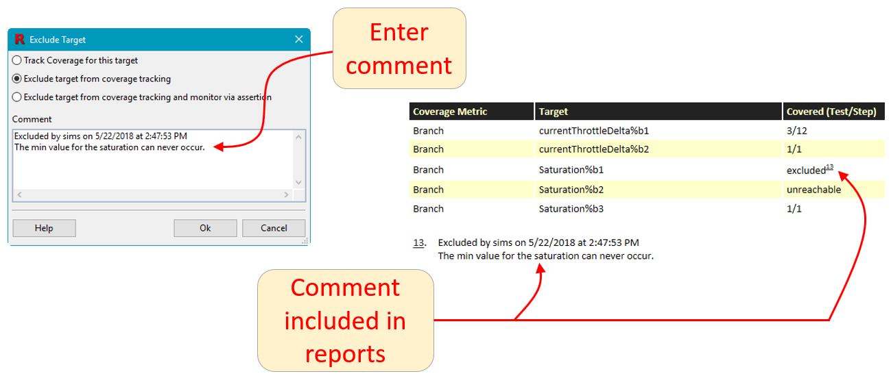 add comments to excluded targets