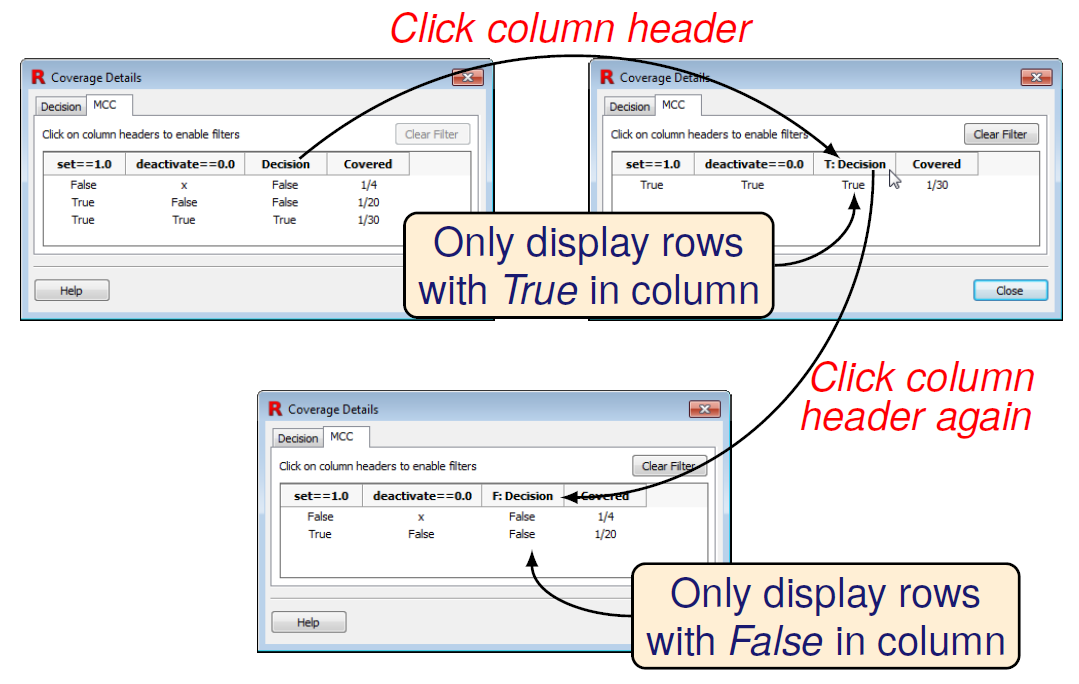 MCC filtering to display specified targets